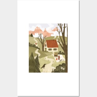 Nature loving day landscape house in the woods Posters and Art